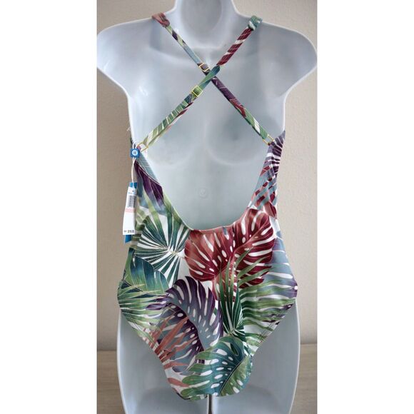 Bleu Rod Beattie Women's Sz 10 Multi Floral Ring Me Up X-Back 1-Pc Swimsuit - Picture 2 of 10